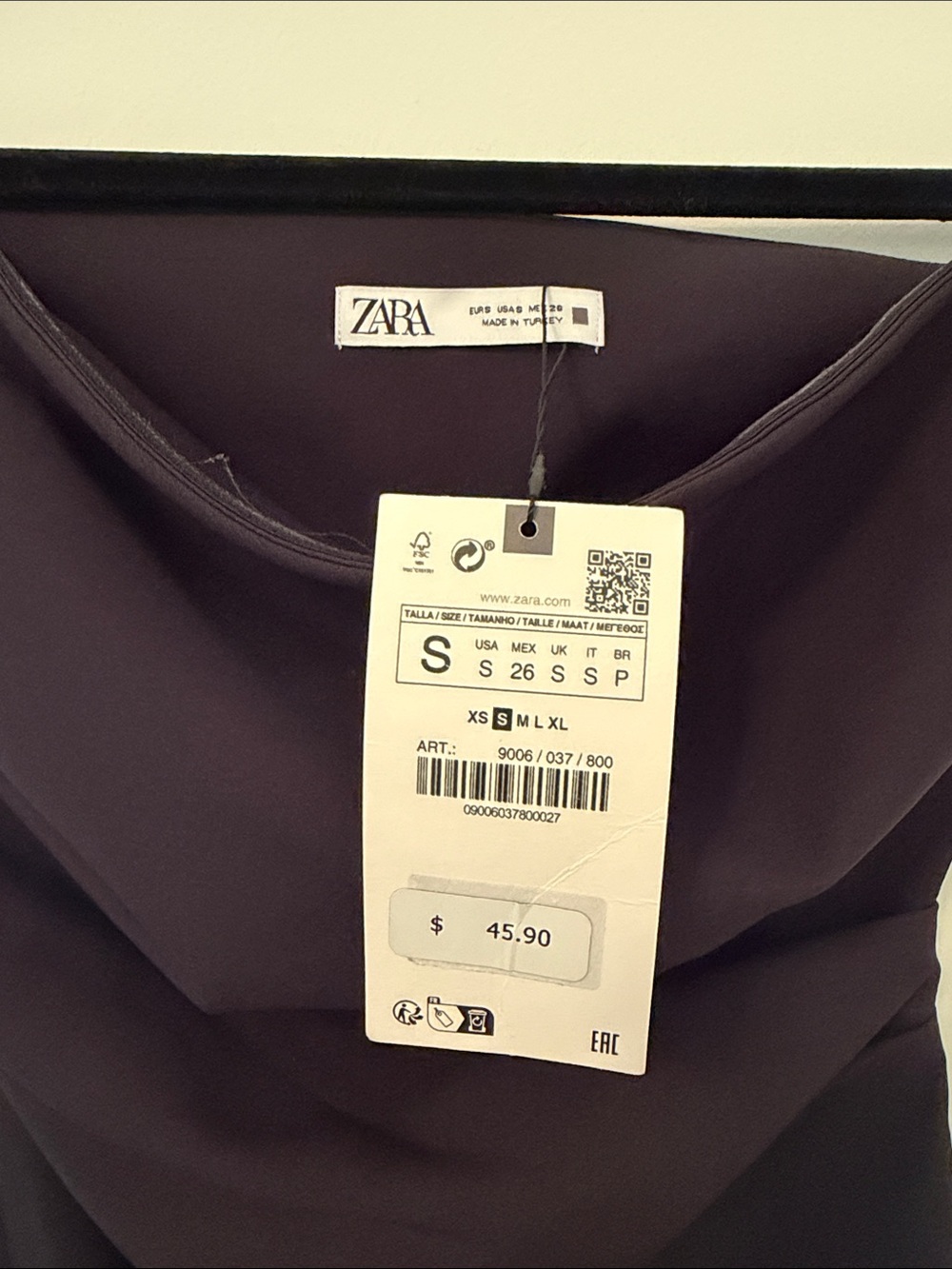 Zara Black Strapless Draped top - Picture 2 of 3